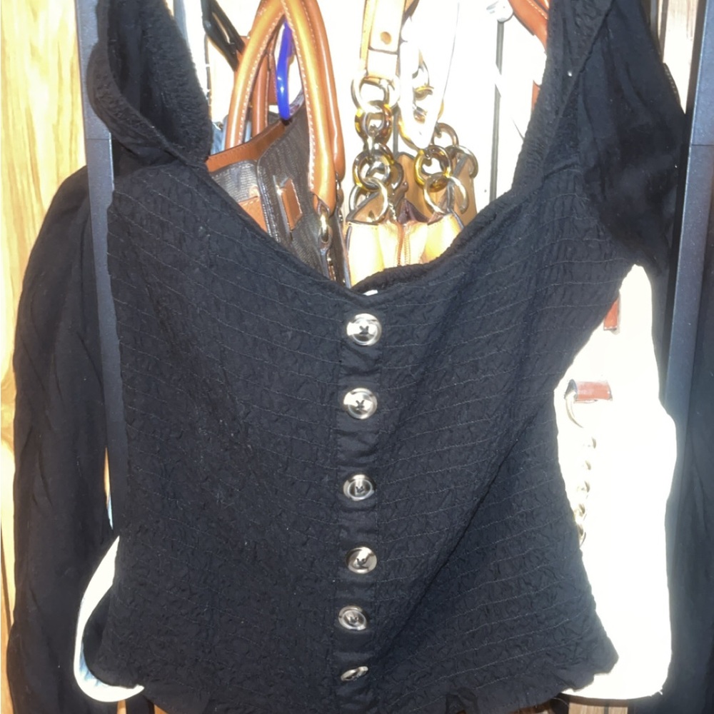 Black Button-Up Women's Top